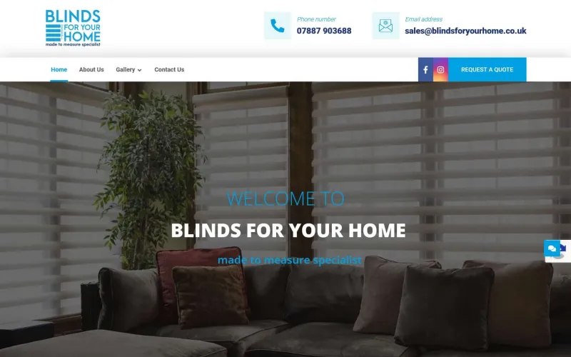 Blinds For Home website homepage